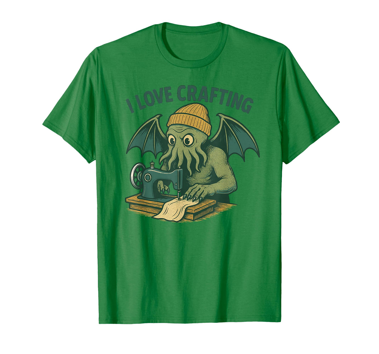 Retro Lovecraftian Sewing Cthulhu Cartoon, I Love Crafting T-Shirt
