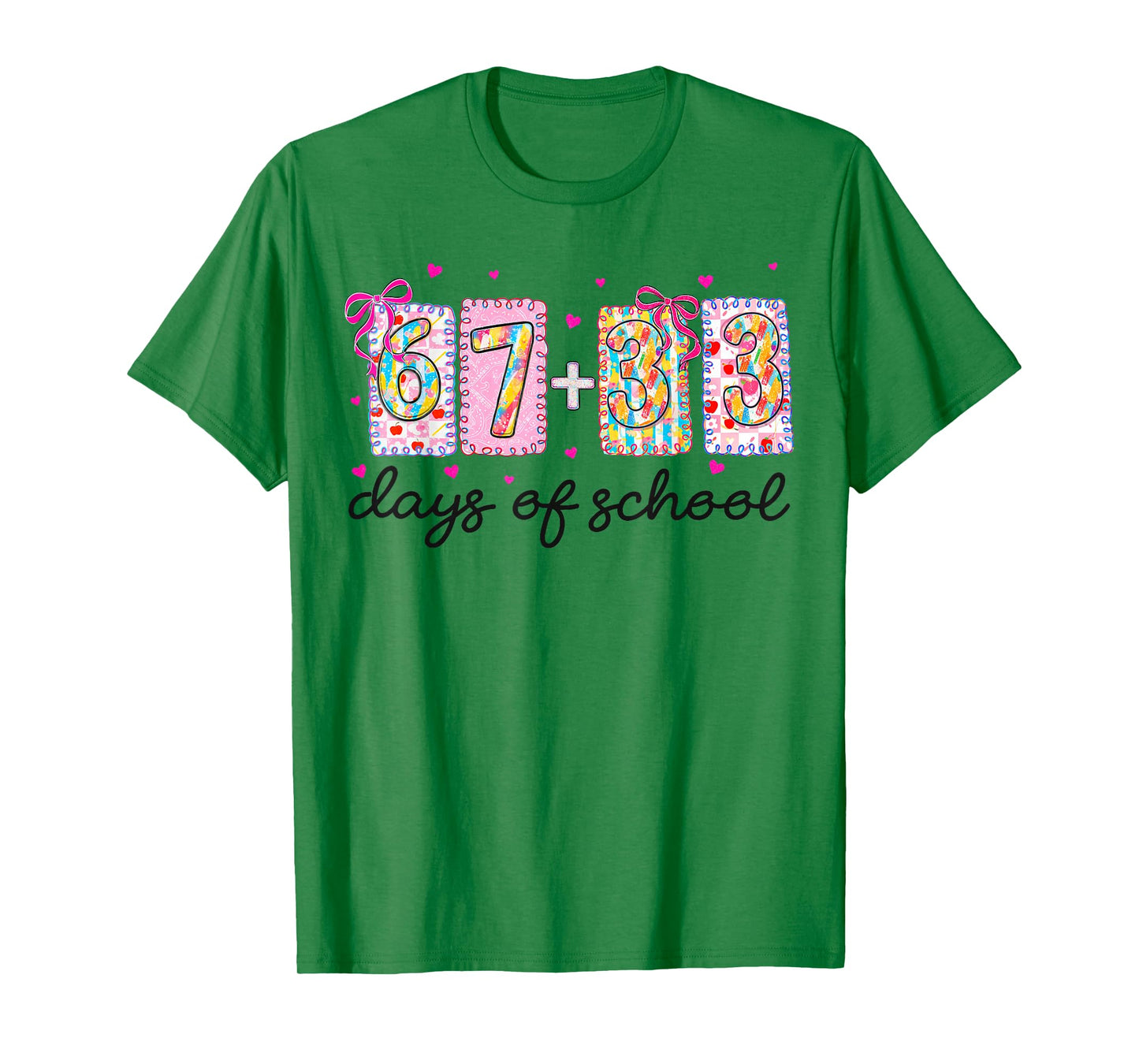 Preppy 67+33 Days of School Coquette Bow 100 Days Kid T-Shirt