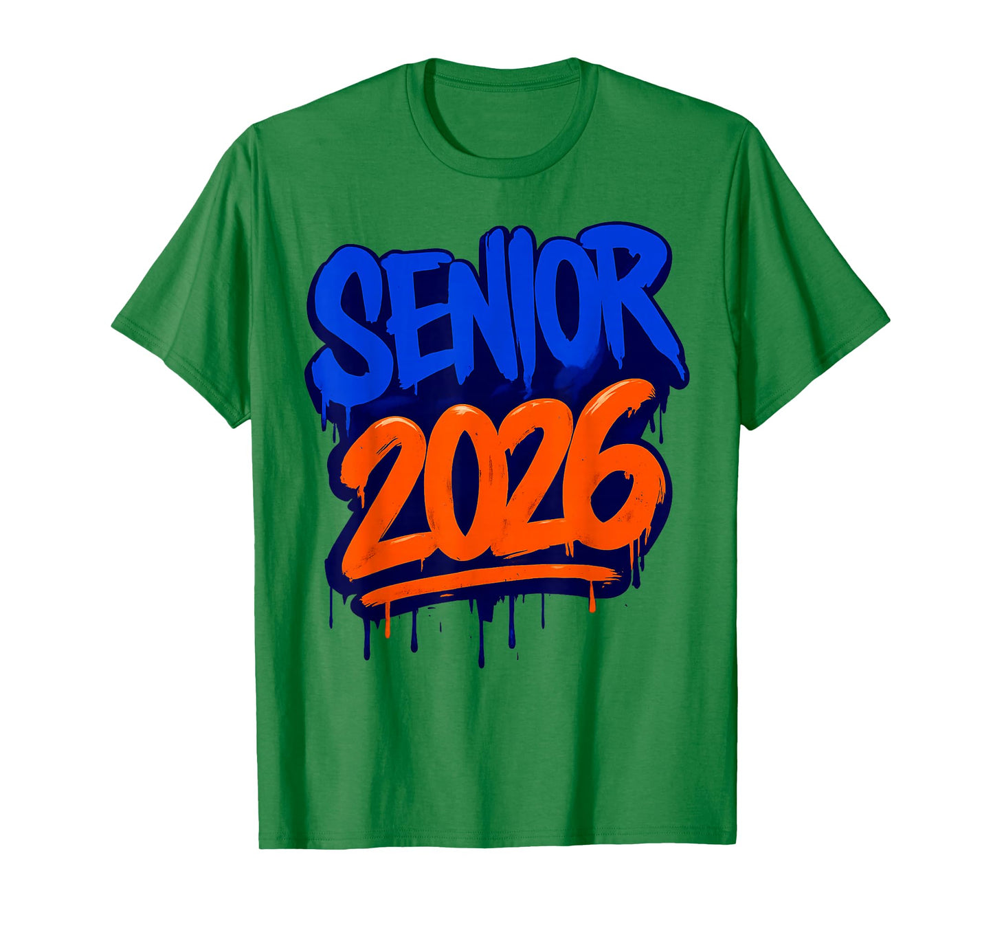 Funny Senior 2026 Orange and Blue Graduation Drip Teacher T-Shirt