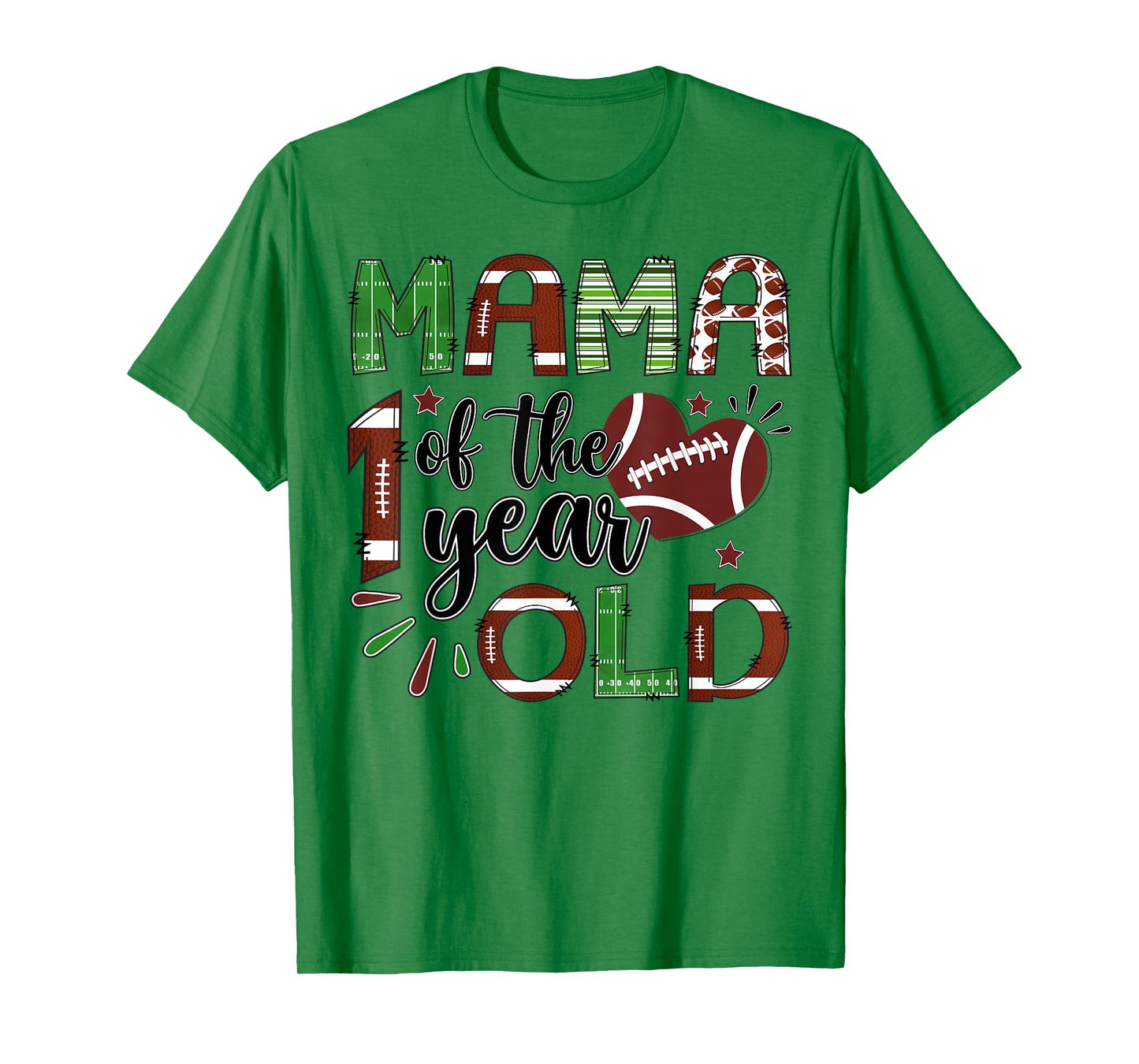Mama of The 1 Year Old Football 1st Birthday Boy Matching T-Shirt