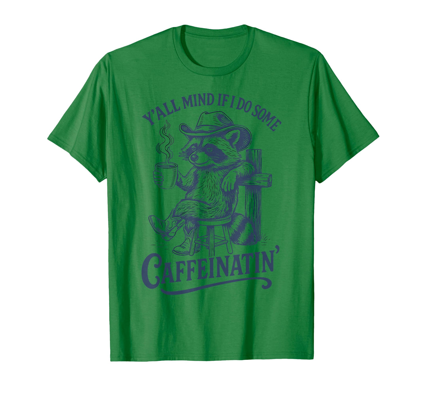 Raccoon with Cowboy Hat Coffee Lover Humor Country Western T-Shirt