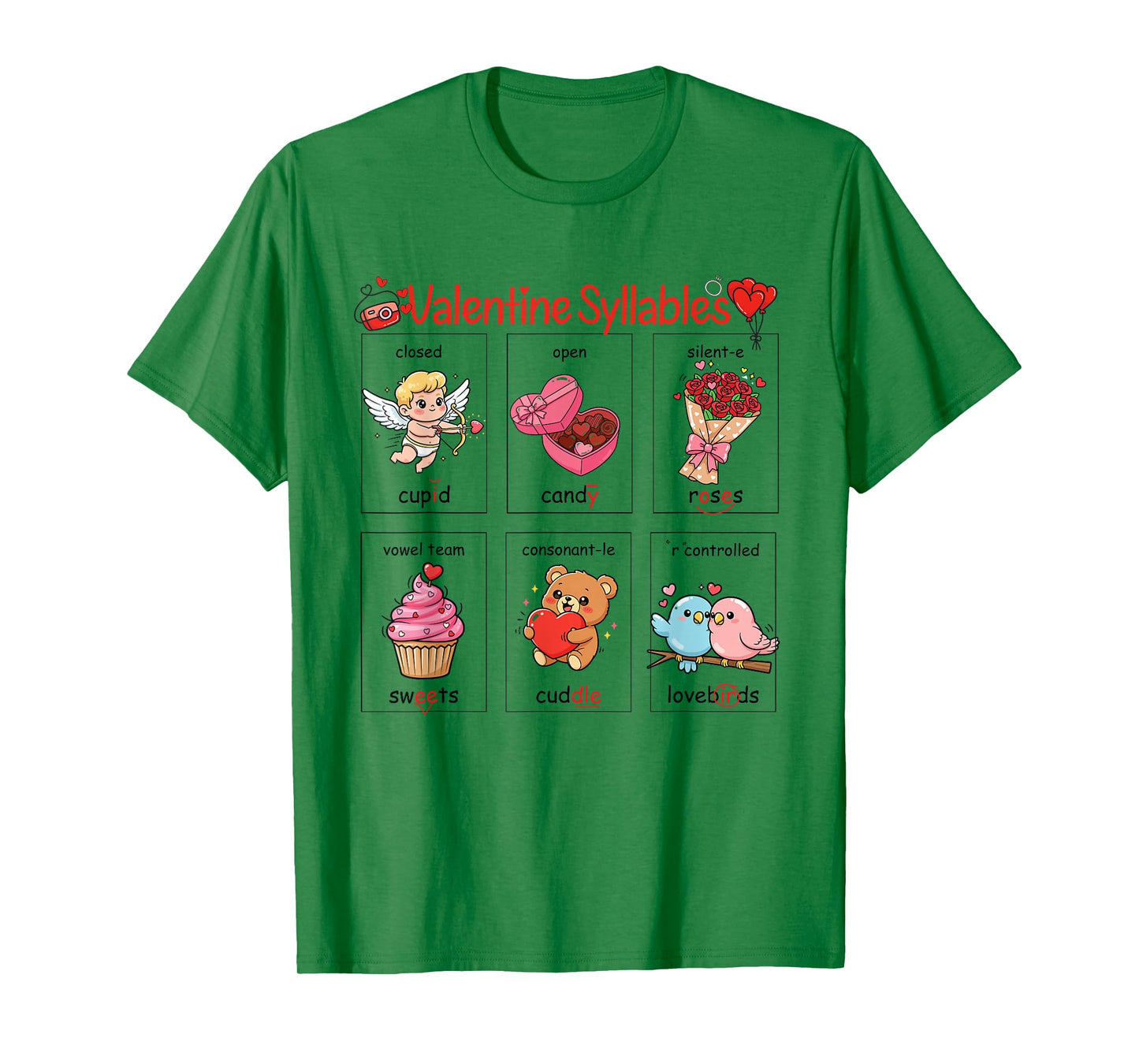 Valentine six Syllables Phonetics Kids and Teacher T-Shirt