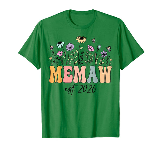 Memaw Est. 2026 Wildflower Promoted to Memaw T-Shirt