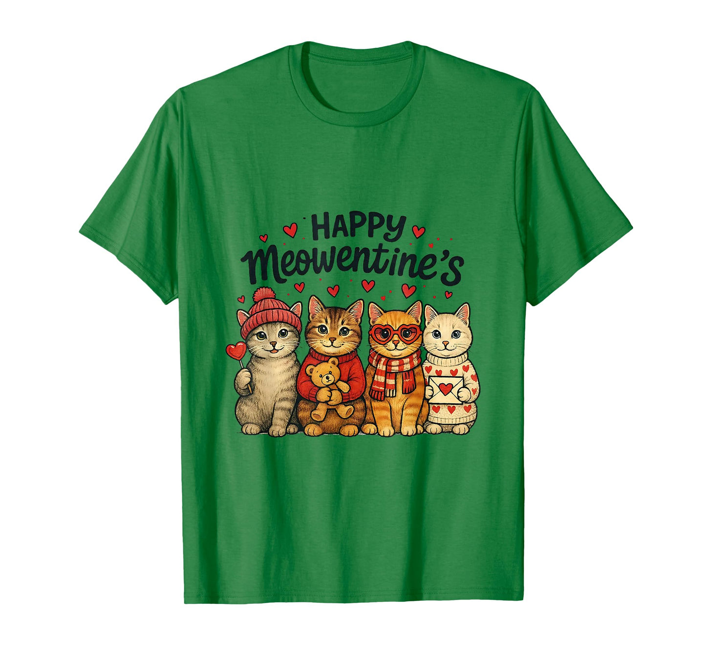 Cute Happy Meowentines Valentine Cats Love Men Women T-Shirt