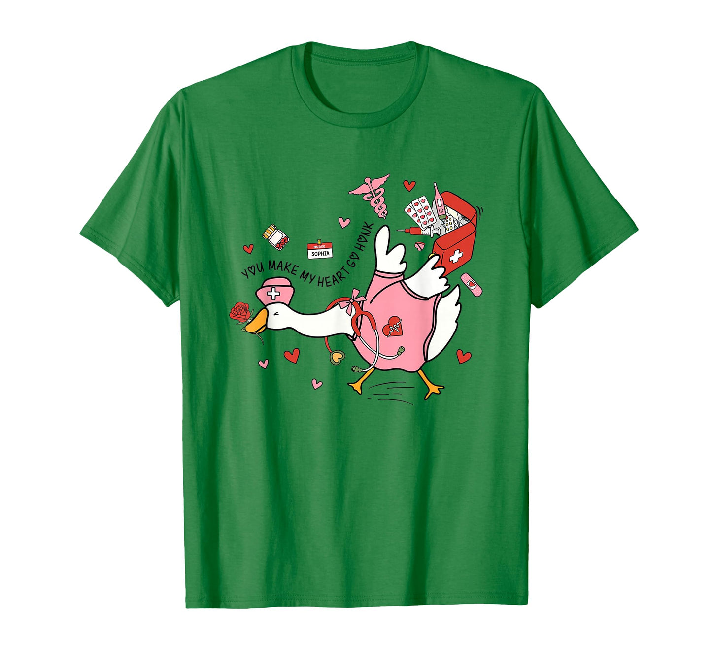 Women Valentine Silly Goose Romantic Yapping School Nurses T-Shirt