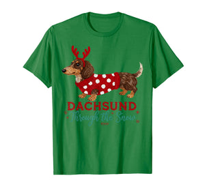 Dachshund Through The Snow Funny Christmas Dog T-Shirt