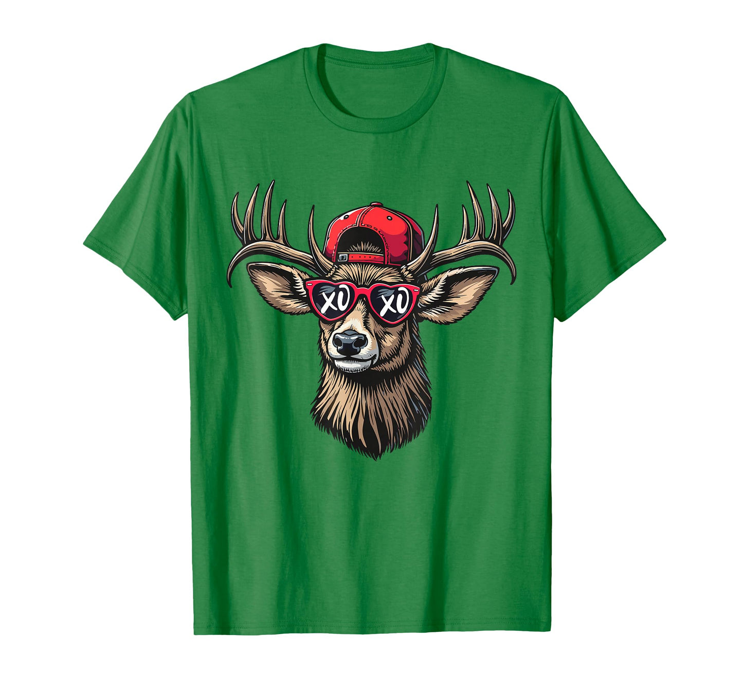 Fun Camo Deer Head Buck Hunting Cap Men Boy Valentine's Day T-Shirt