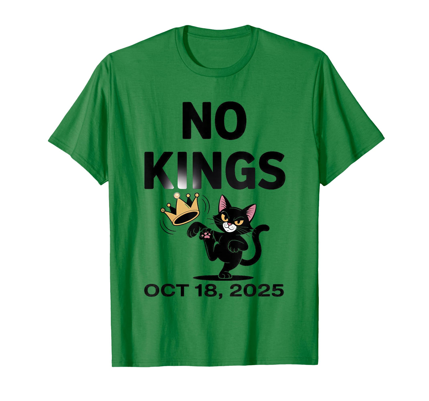 Black Cat No Kings October 18 No Kings Day T-Shirt