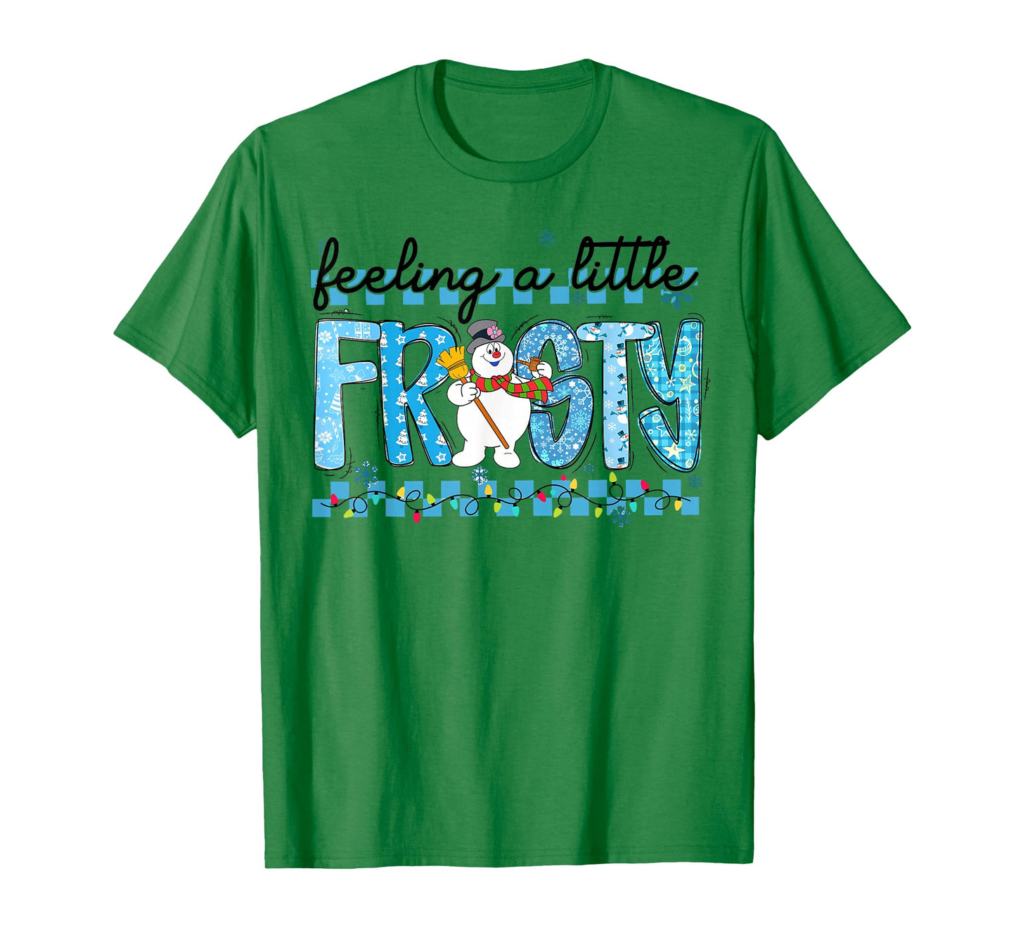 Feelin' Little Frostys Snowman Retro Christmas Lights Pajama T-Shirt
