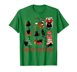 Merry Christmas Black Cat Christmas Lights Funny Holiday T-Shirt