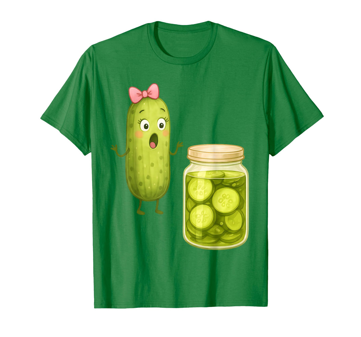 Funny Pickle Surprise Cucumber and Jar Pickle Bow Girl Women T-Shirt
