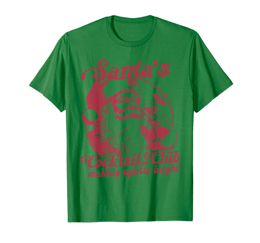 Vintage Retro Santa's Cocktail Club Festive Holiday Season T-Shirt
