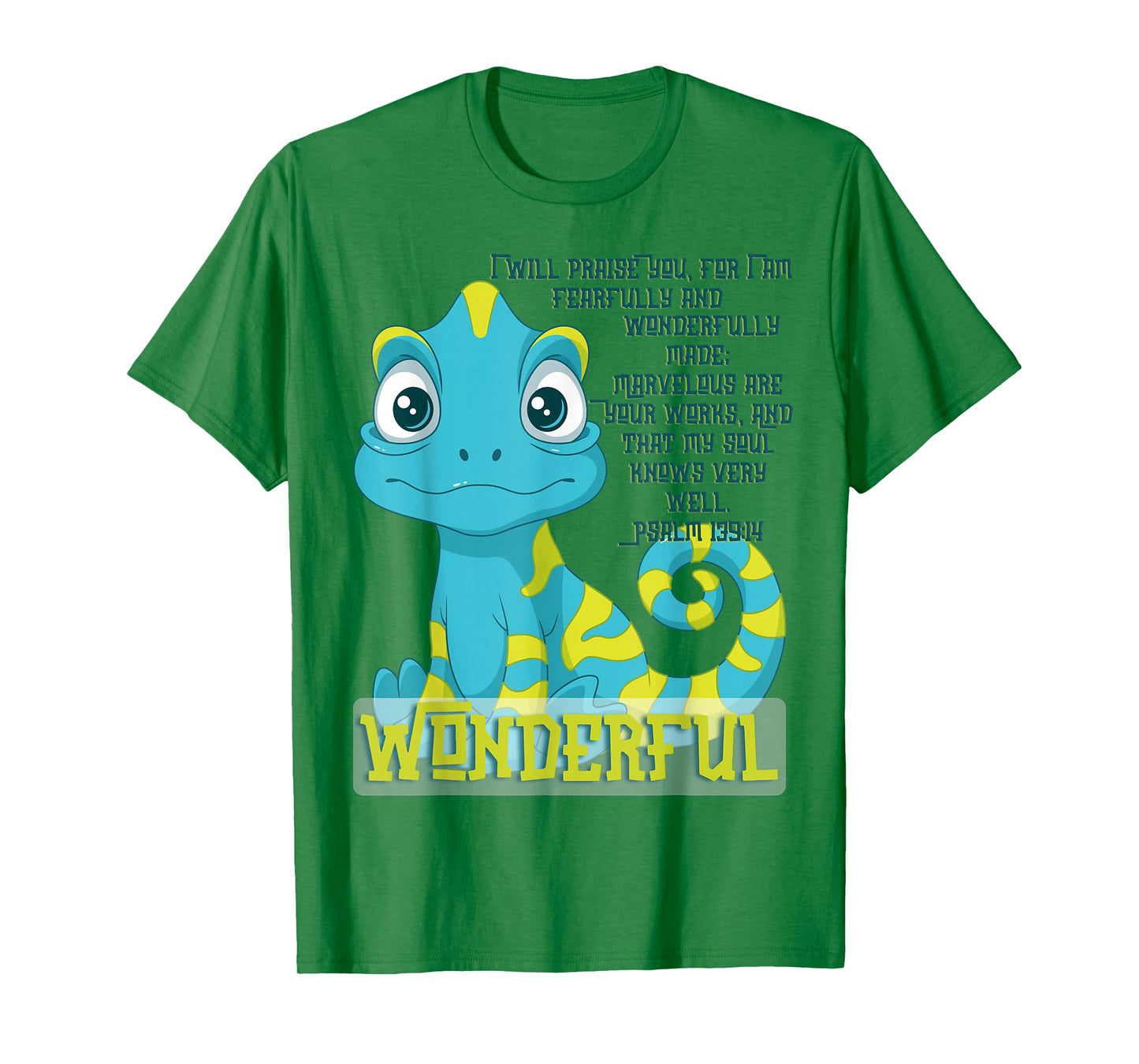Wonderfully Made Lizard Psalm 139:14 Christian Faith Design T-Shirt