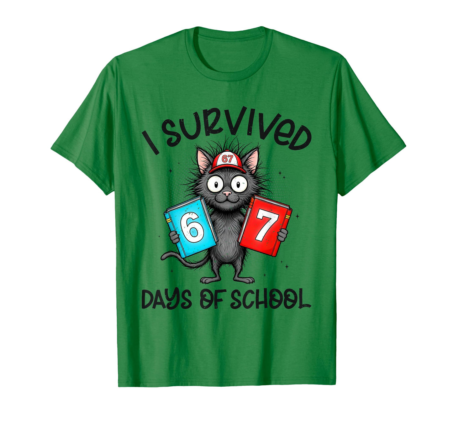 Funny i Survived 67 Days of School Cat Meme for Kids Teacher T-Shirt