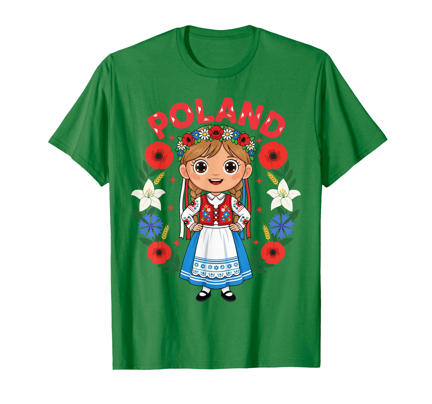 Poland Polish Girl Traditional Dress Flowers Heritage T-Shirt
