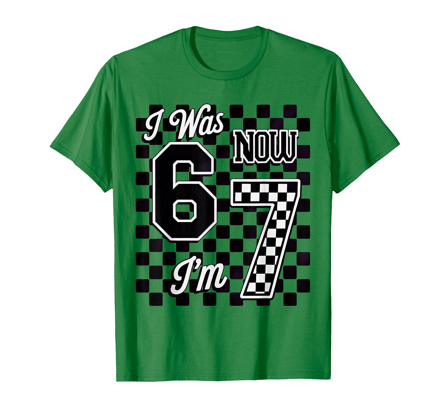 Checkered I was 6 Now I'm 7 Birthday Seven Years Old T-Shirt