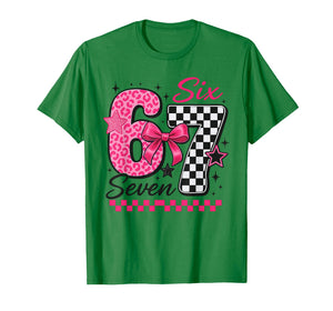 67 Leopard Checkered Funny Six Seven Meme 67 Teachers Kids T-Shirt