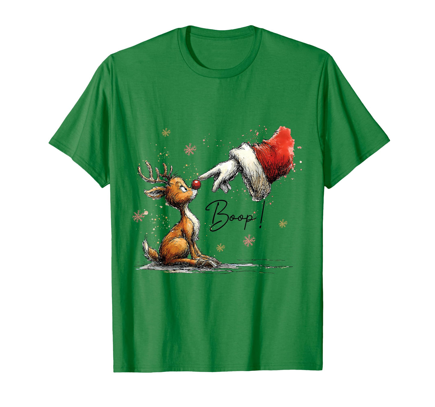 Boop Funny Santa Farmer Reindeer Cute Christmas Holiday Art T-Shirt