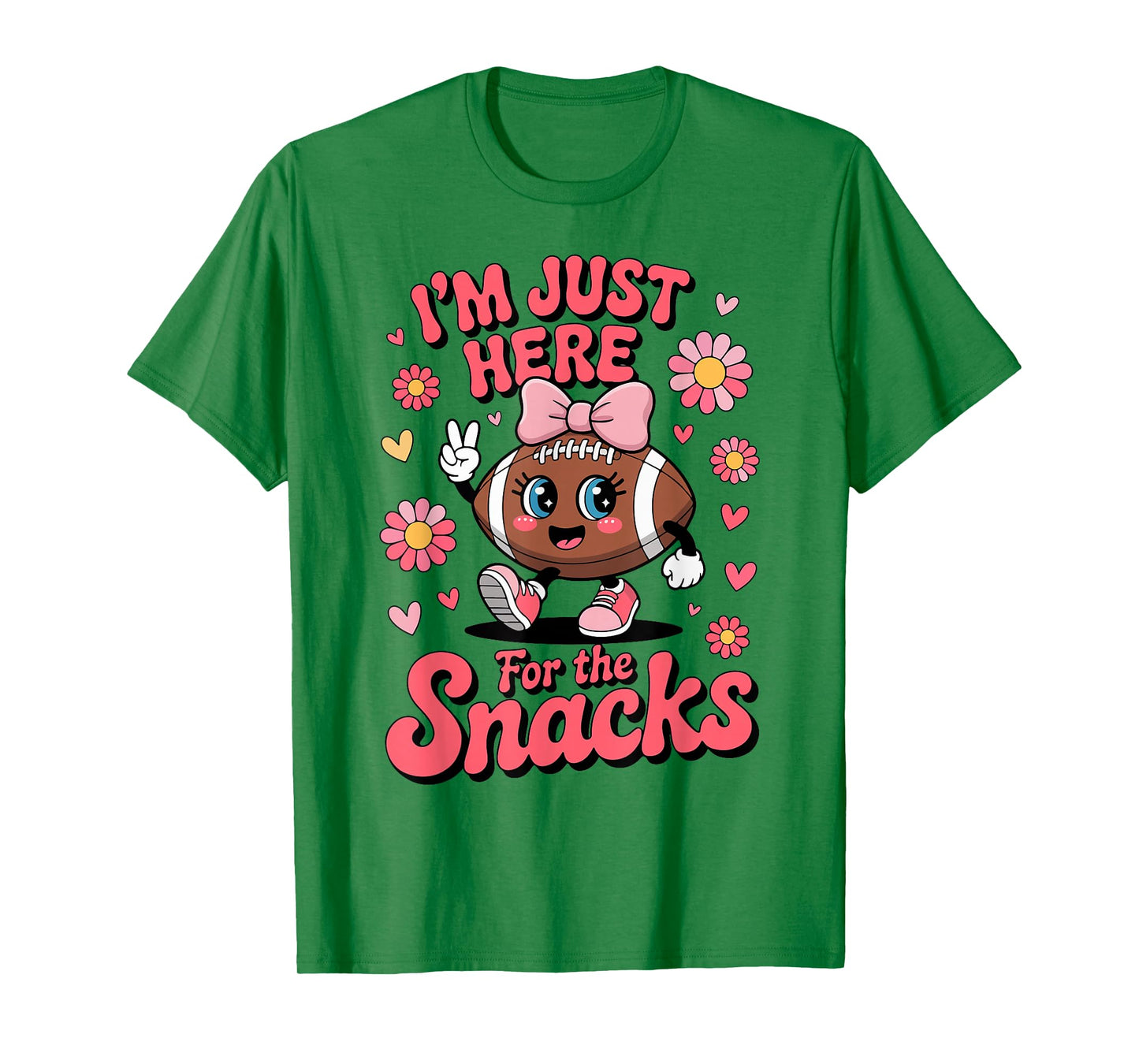 Toddler Girl Im Just Here for Snacks Football Coquette Bow T-Shirt