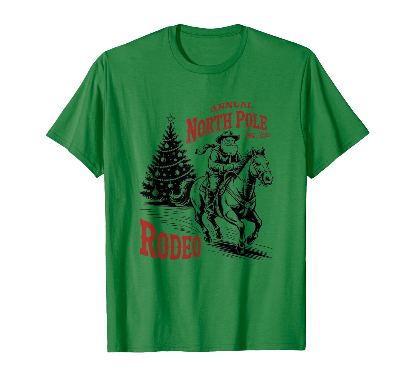 Annual North Pole Rodeo Santa Western Cowboy Christmas Retro T-Shirt