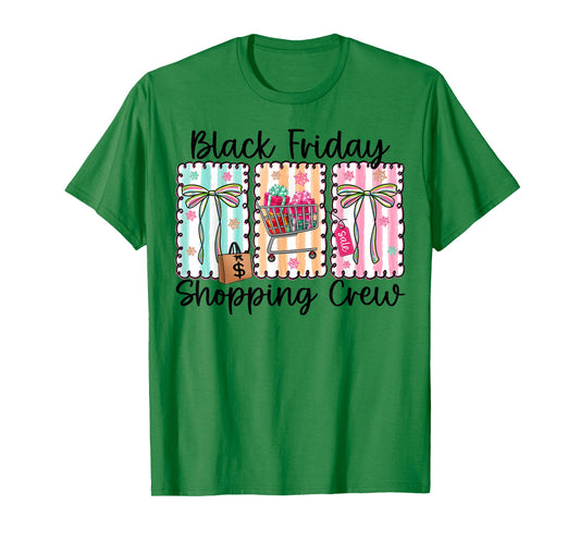Friday Shopping Crew Christmas Black Coquette Bow Family T-Shirt