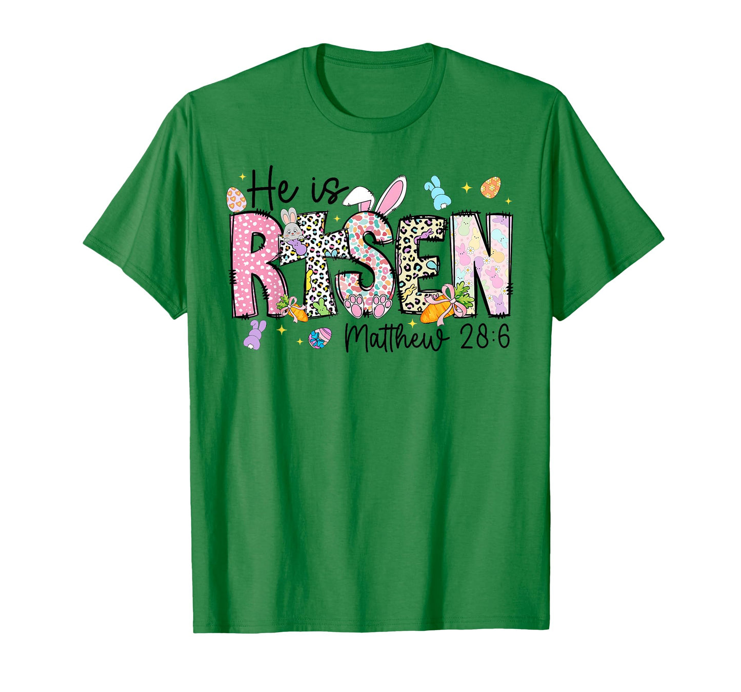 Happy Easter He is Risen Jesus Matthew 28:6 Women Kids Girls T-Shirt