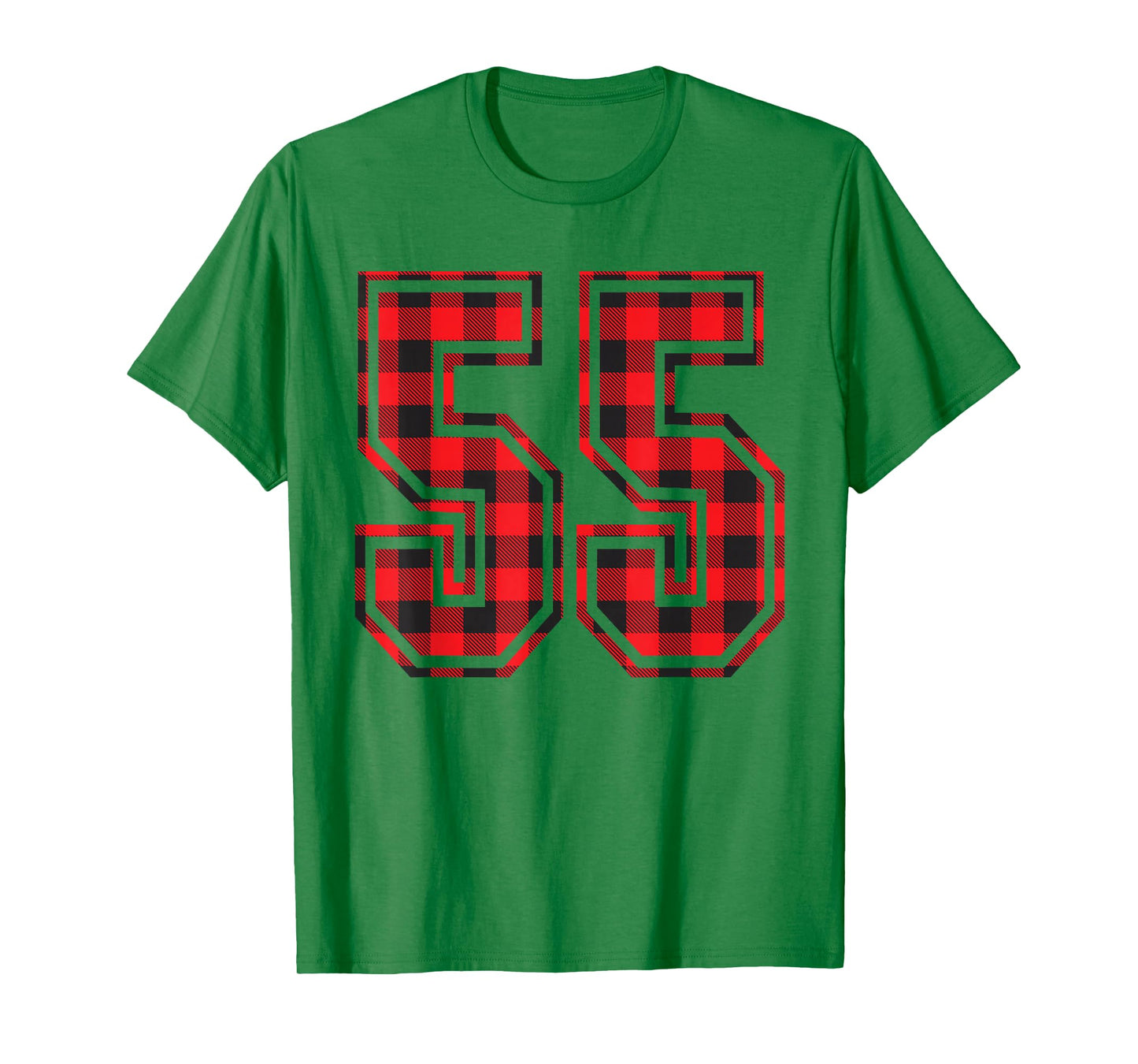 Cute Number 55 Christmas Red Plaid Pattern #55 Unform Jersey T-Shirt