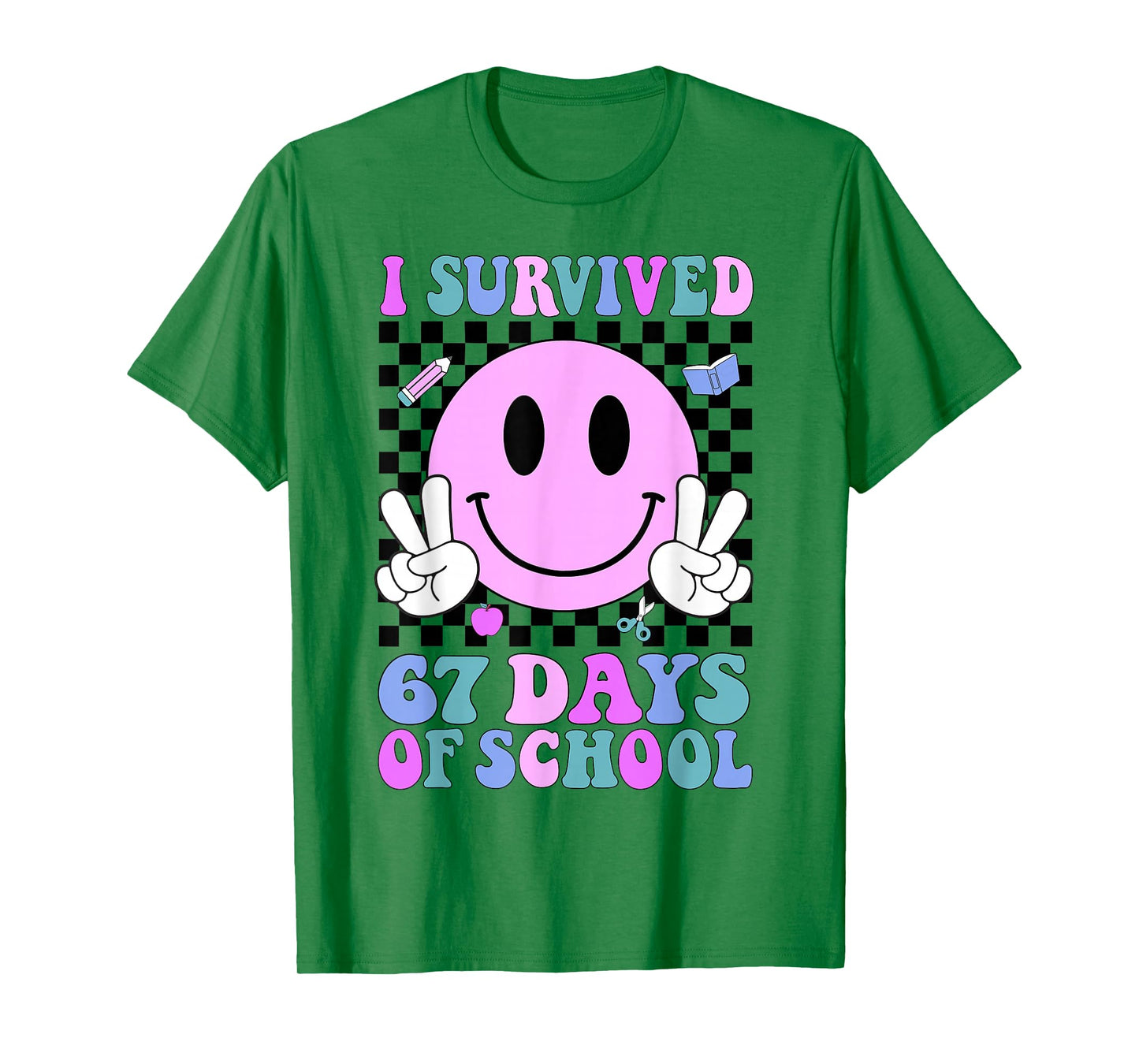 I Survived 67 Days of School Retro Smile 6 7 Meme Six Seven T-Shirt