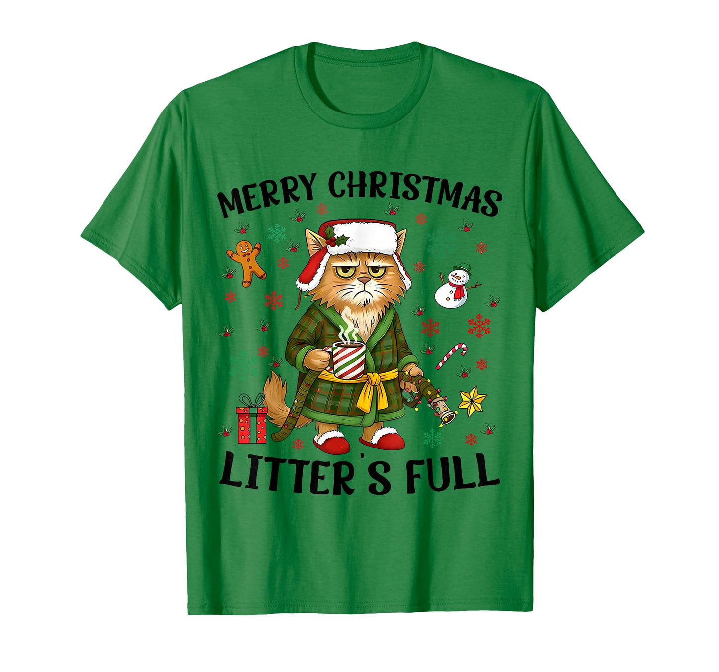 Merry Christmas Litter’s Full Funny Cat Lover T-Shirt