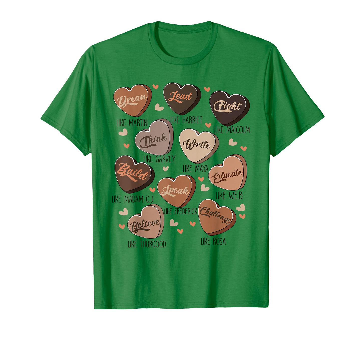 Celebrating Black History with Educated Leader Hearts T-Shirt