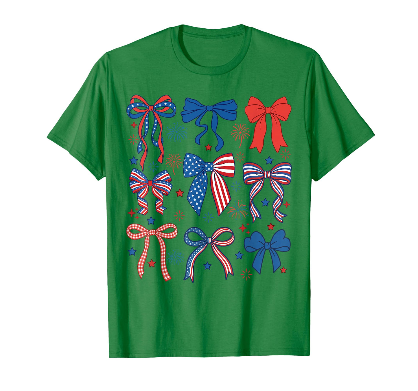 Cute 4th of July Red White and Blue American Coquette Bow T-Shirt