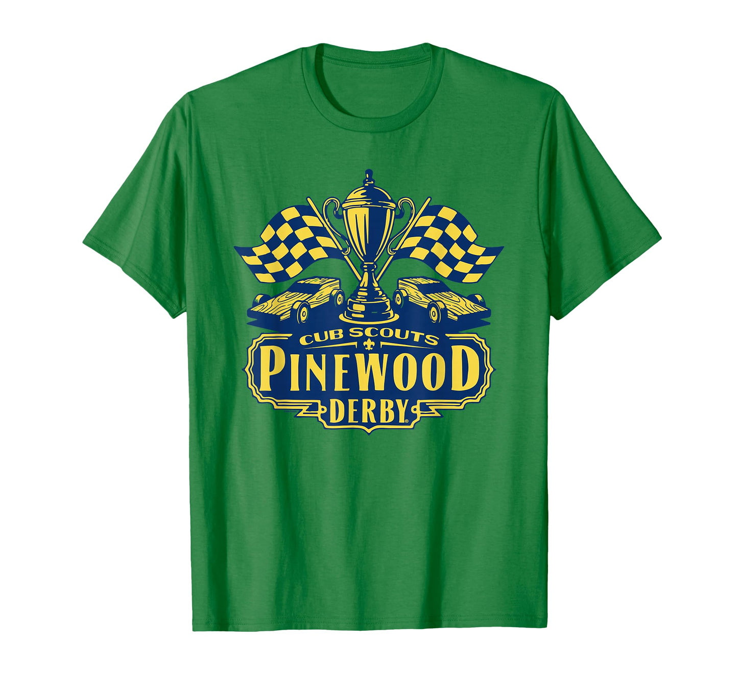 Pinewood Derby Cub Scouts Checkered Flag Racing Trophy Logo T-Shirt