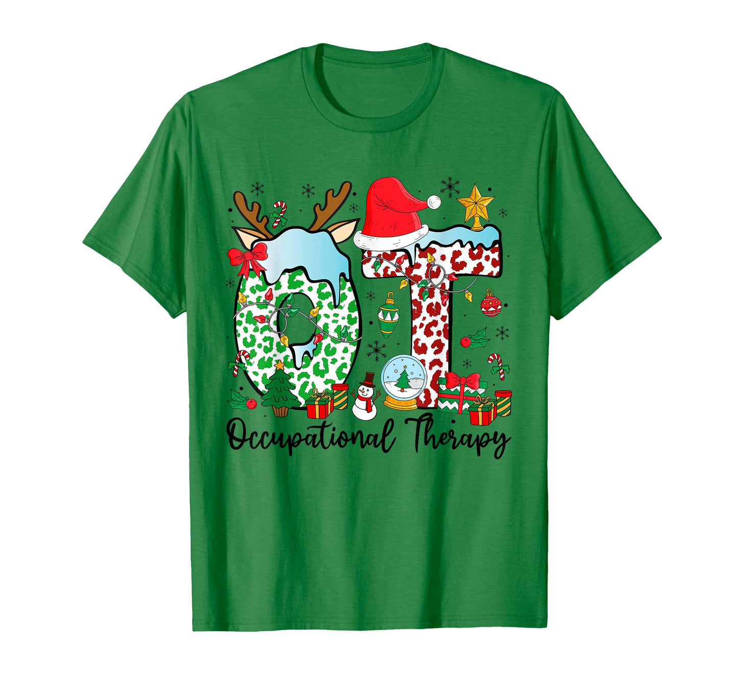 Occupational Therapy Christmas Lights Santa Hat OT Therapist T-Shirt