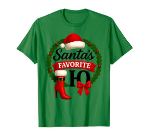 Santa's Favorite HO Christmas Lights Merry Christmas Pajamas T-Shirt