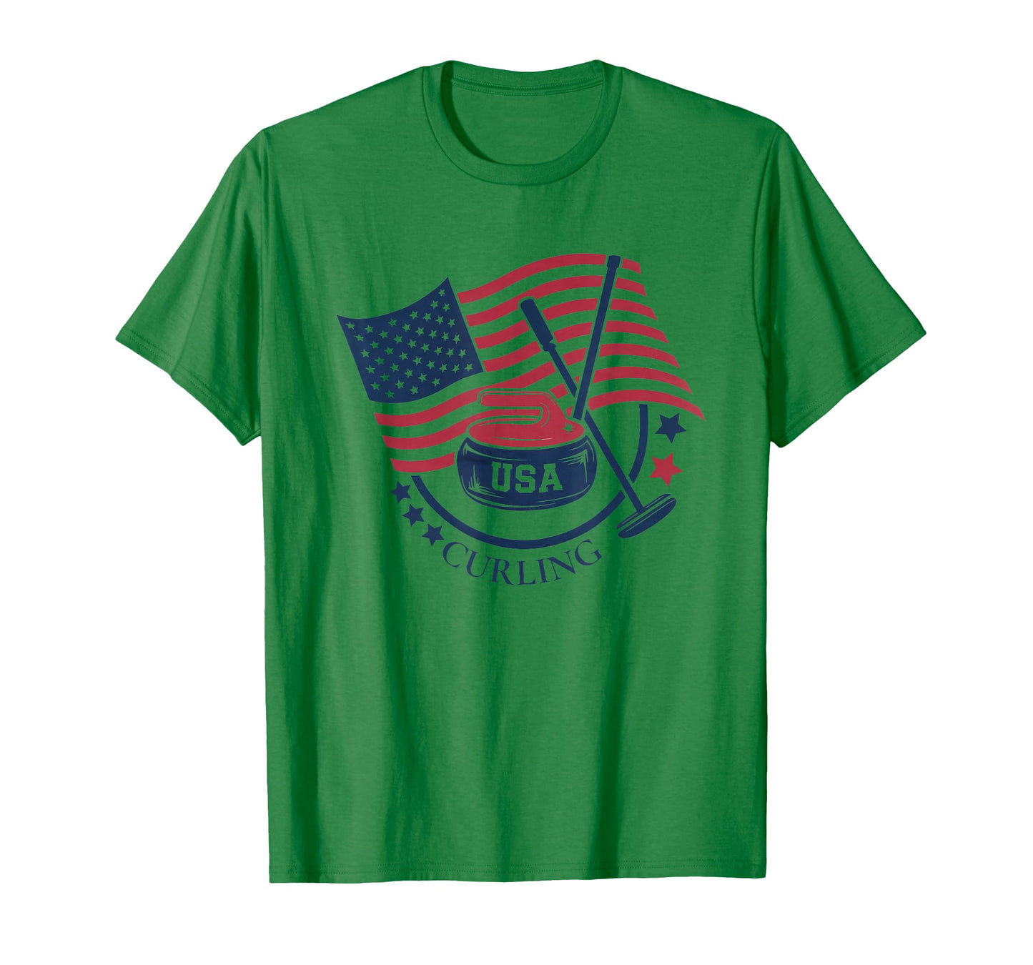 Curling Stone USA American Flag Curler Broom Sports Gear T-Shirt
