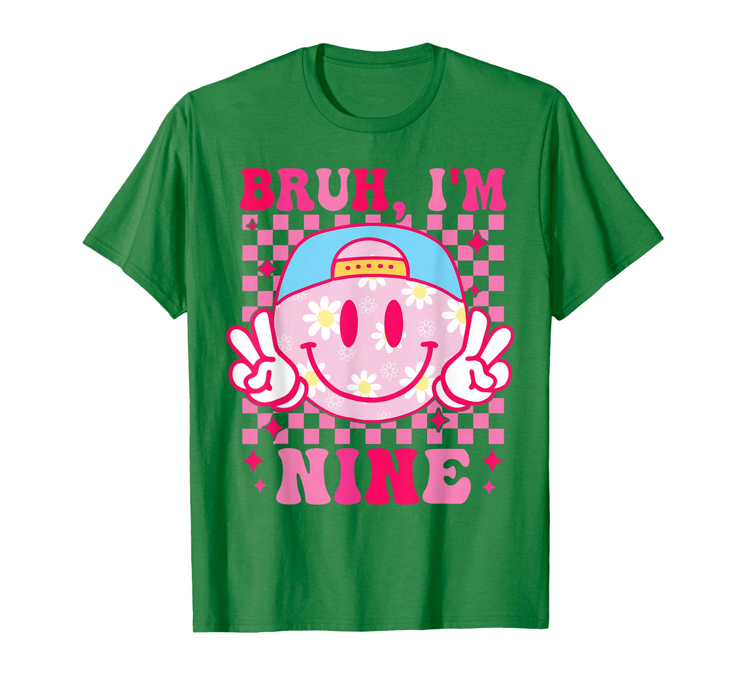 Bruh I'm Nine 9 9th Birthday Girls Groovy 9 Years Old T-Shirt