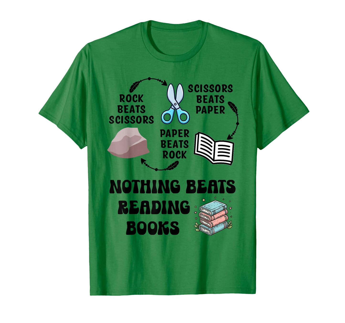 Nothing Beats Reading Rock Paper Scissors Reader Book Lover T-Shirt