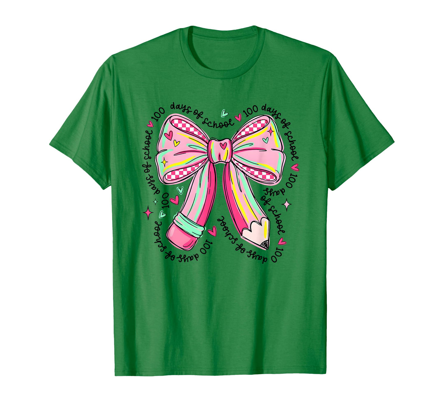 100 Days of School Girls Coquette Bow 100th Day of School T-Shirt