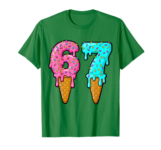 Six Seven Ice Cream Drip Gen Alpha Slang 6 7 Trending Meme T-Shirt