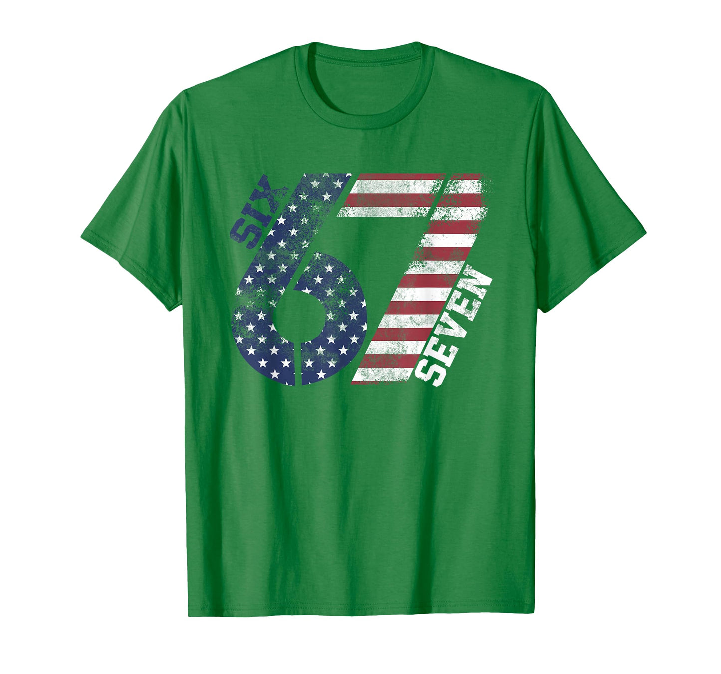 Six Seven USA Flag Pattern 67 Meme Patriotic Kids Men Women T-Shirt