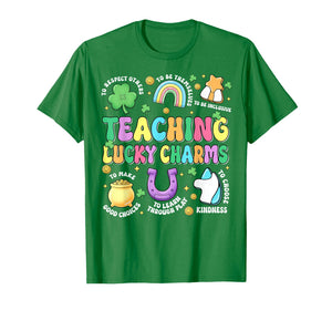 Funny Teaching Lucky Charms Teacher Groovy St Patricks Day T-Shirt