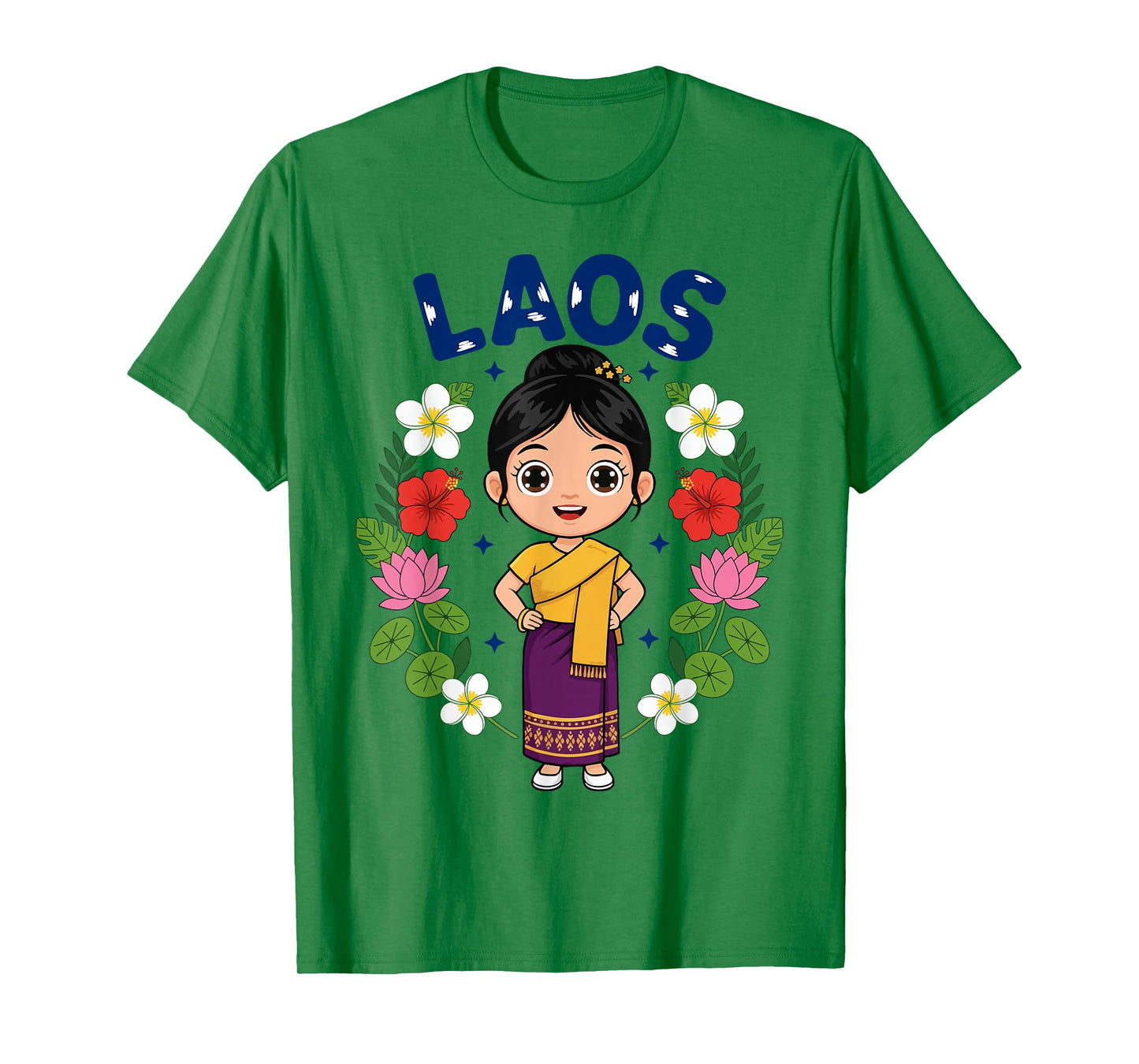 Laos Laotian Girl Traditional Dress Flowers Heritage T-Shirt