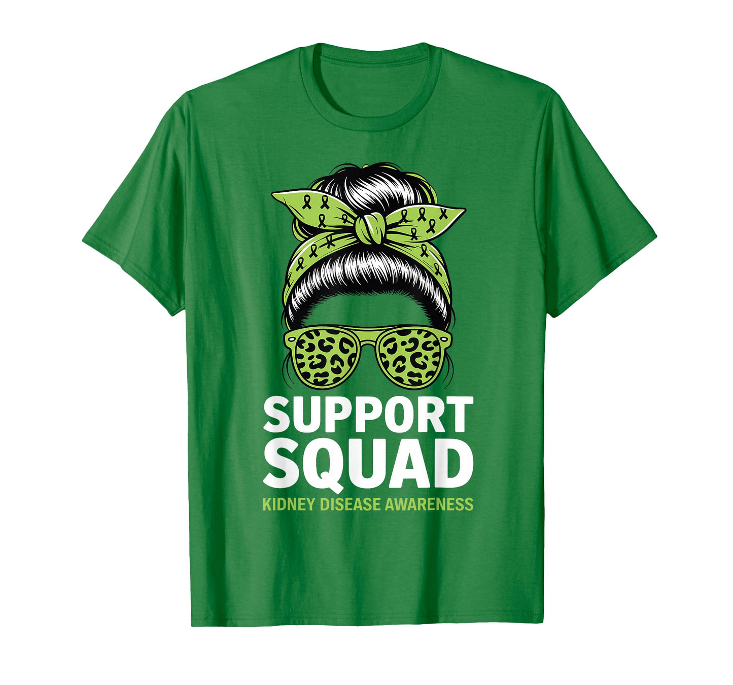 Kidney Disease Awareness Messy Bun Support Squad T-Shirt