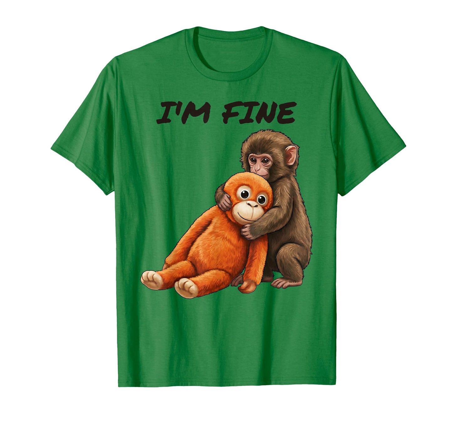 Sad Monkey Punch Meme with an Orange Toy I'm Fine T-Shirt
