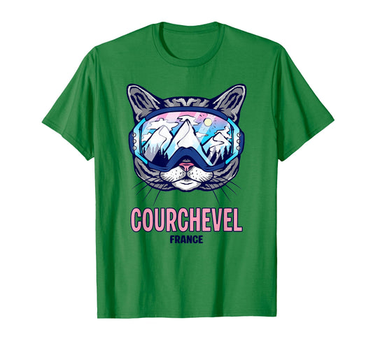 Courchevel Cat Ski Goggles Mountain Panorama T-Shirt