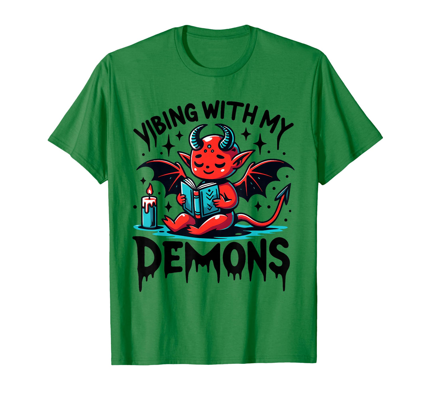 Vibing with My Demons Cute Devil Aesthetic Quote T-Shirt