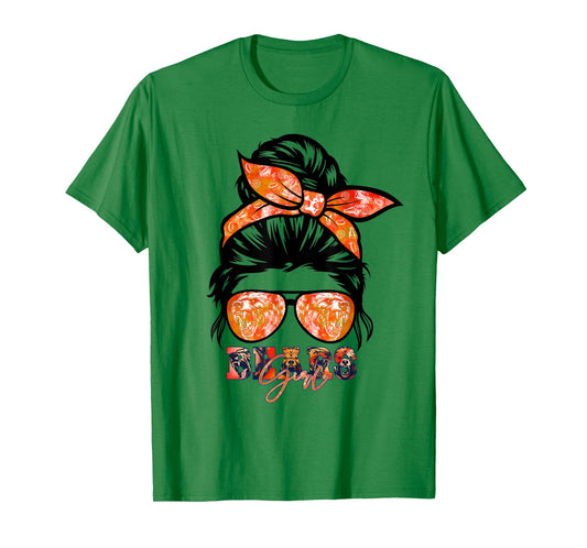 Retro Bears Girl Messy Bun Sports Team Matching Outfit T-Shirt