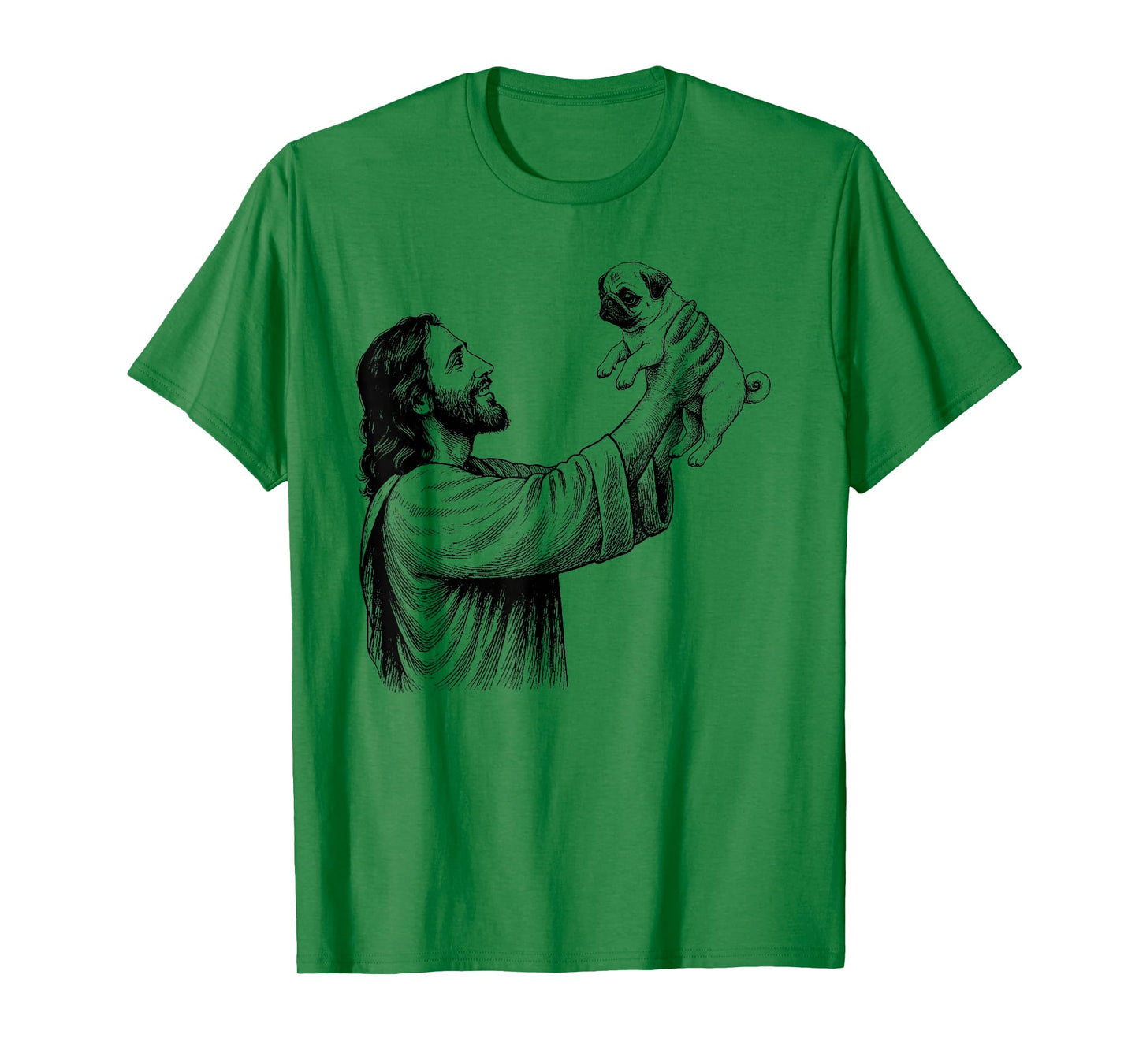 Jesus Holding Pug Religious Dog Lover T-Shirt
