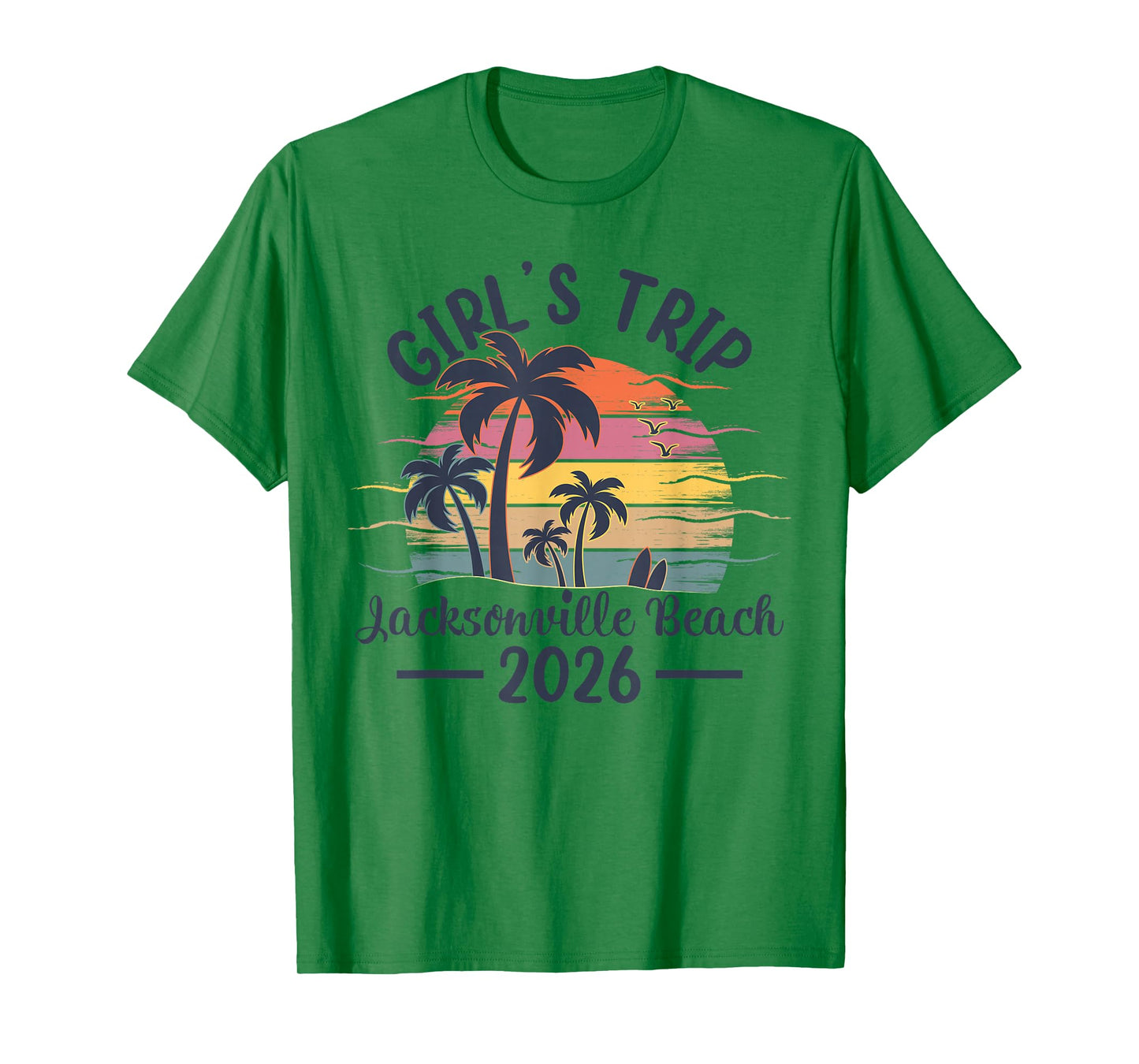 Jacksonville Beach Girls Trip 2026 Vintage Sunset Summer T-Shirt