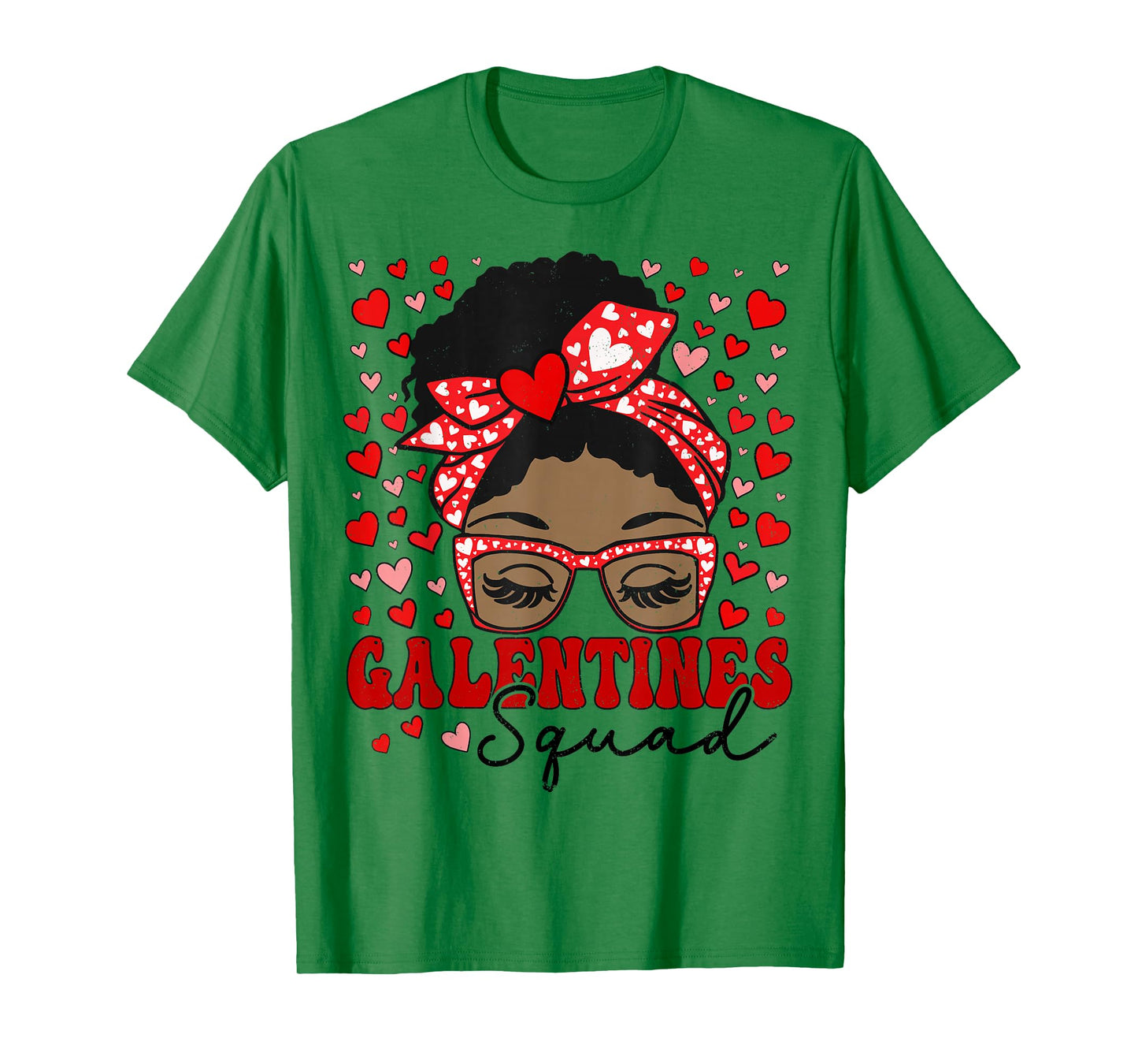 Galentines Squad Messy Bun Afro Galentine's Day Black Women T-Shirt